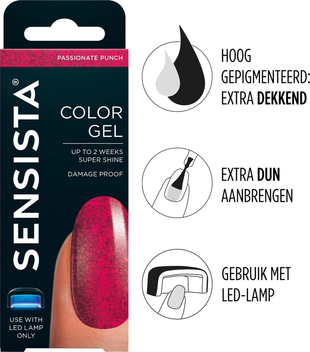 Sensista Color Gel Passionate Punch - Rood/roze Glitter 3 Sensista Color Gel Passionate Punch - Rood/roze Glitter