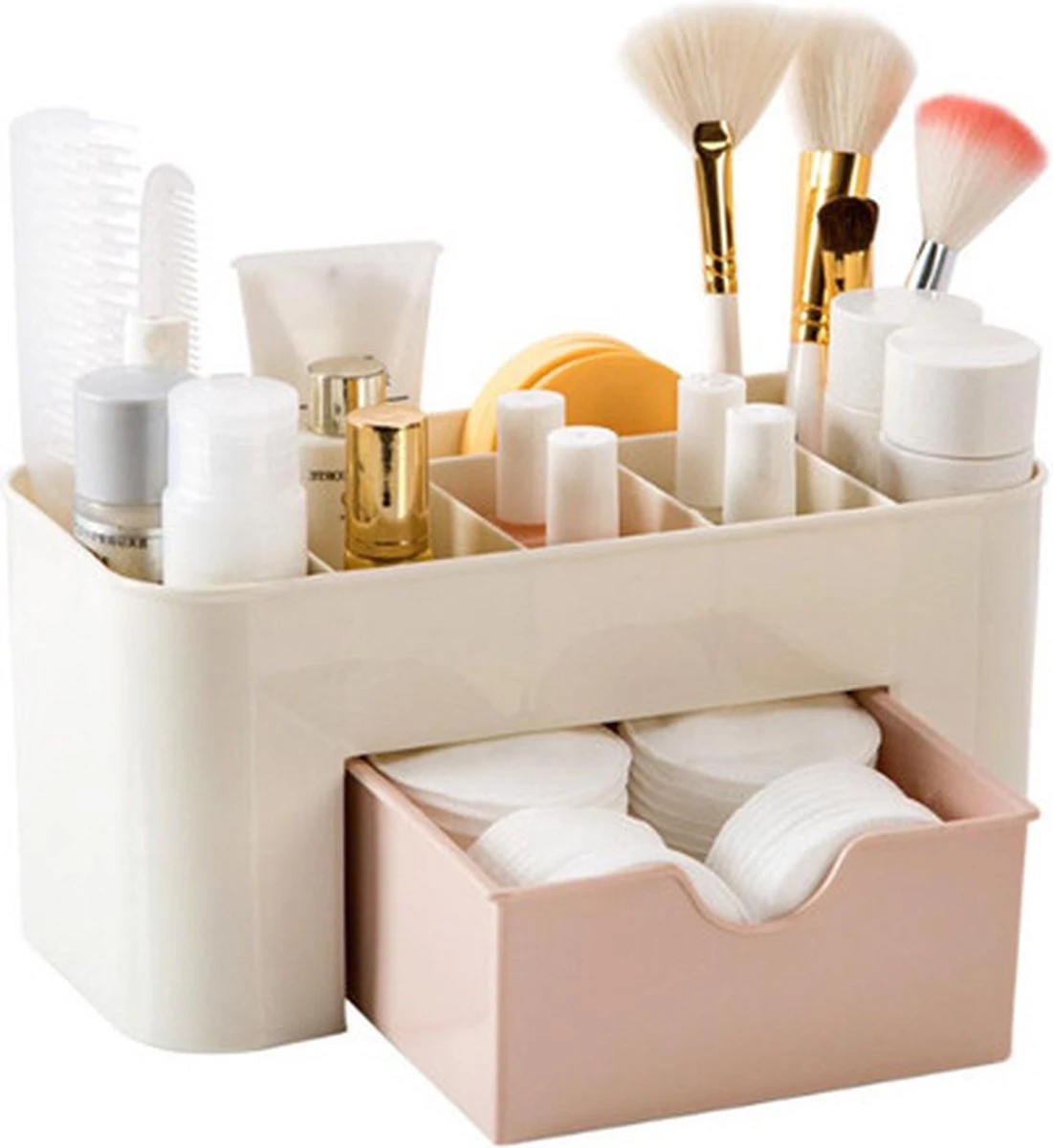 IBright Make-Up Organizer Met Lade - Cosmetica Opbergdoos - Bureau Organizer - Roze 3 IBright Make-Up Organizer Met Lade - Cosmetica Opbergdoos - Bureau Organizer - Roze