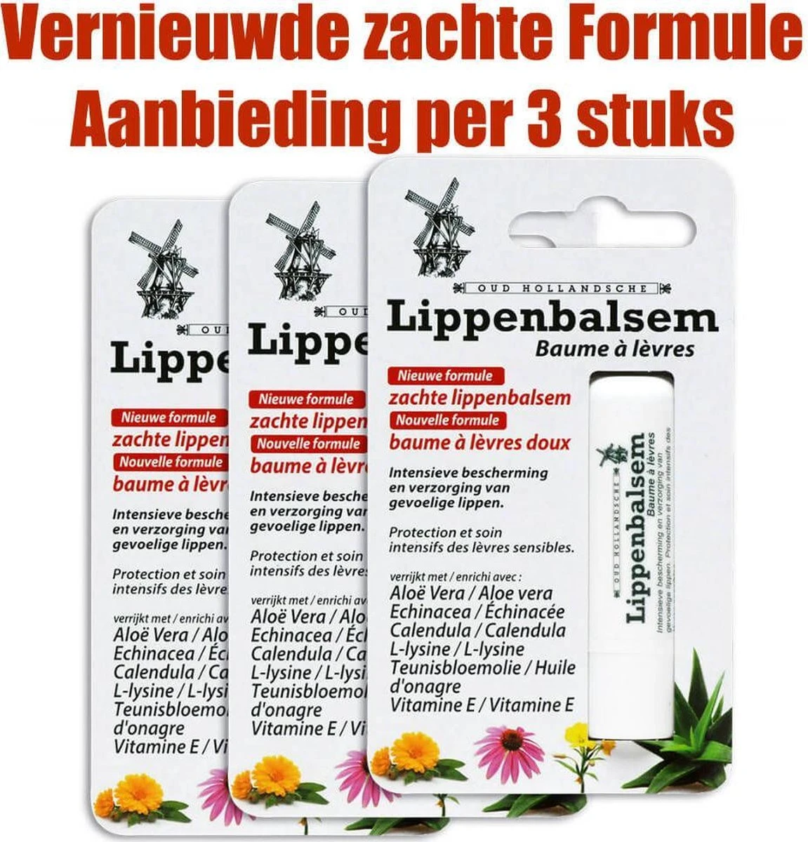 Oud Hollandsche Lippenbalsem /Lippenbalsem/calendula/echinacea/lysine/aloe/aloevera/aloe Vera/teunisbloem/vitamine E/droge Lippen/lipblaasjes/gesprongen Lippen 4 Oud Hollandsche Lippenbalsem /Lippenbalsem/calendula/echinacea/lysine/aloe/aloevera/aloe Vera/teunisbloem/vitamine E/droge Lippen/lipblaasjes/gesprongen Lippen - Afbeelding 2