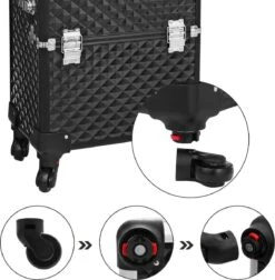 Merkloos Trolley, Make-up Koffer, Cosmetische Koffer, Voor Nageldesign, Make-up Organizer, Koffer Met Draagtas, Zwart JHZ04B -Max Factor Winkel 1177x1200 8