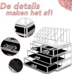 AWEMOZ Make-Up Organizer - Beauty Organizer Voor Make Up - Opbergbox - Opbergdoos Cosmetica - Sieradendoos - 20 Opbergvakken - Nagellak - Lippenstift - Transparant - Cadeau Voor Vrouw -Max Factor Winkel 1180x1200 5