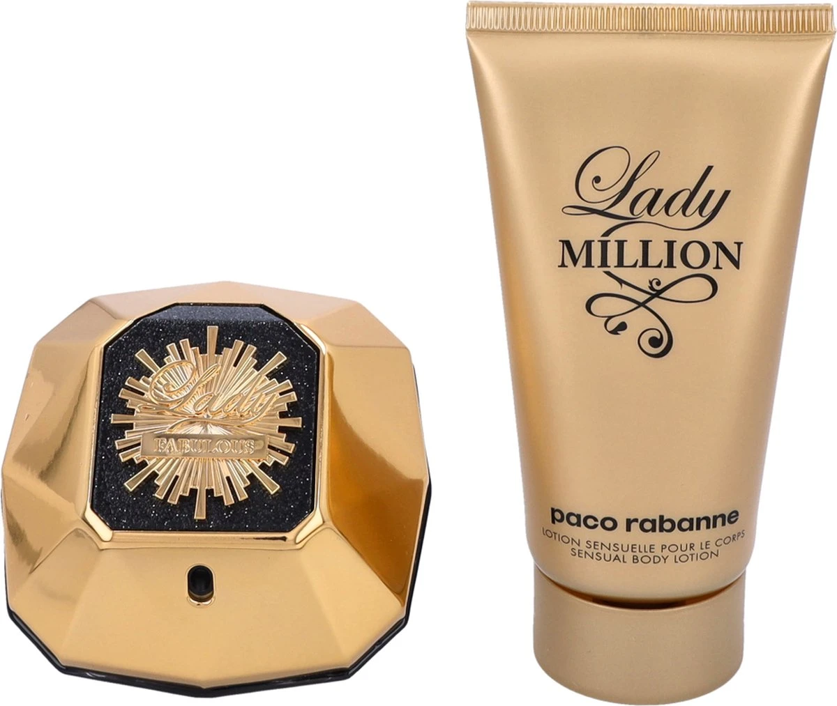 Paco Rabanne - Lady Million Fabulous Giftset - 50 Ml Eau De Parfum Spray + 75 Ml Bodylotion - Dames 4 Paco Rabanne - Lady Million Fabulous Giftset - 50 Ml Eau De Parfum Spray + 75 Ml Bodylotion - Dames - Afbeelding 2