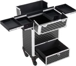 Monkey's Aluminium Kapperskoffer - Zwart - Beauty Case - Cosmeticakoffer - Make-upkoffer - Trolley - 360 Graden Wielen - 34 X 24 X 55.5 Cm -Max Factor Winkel 1200x1039 2