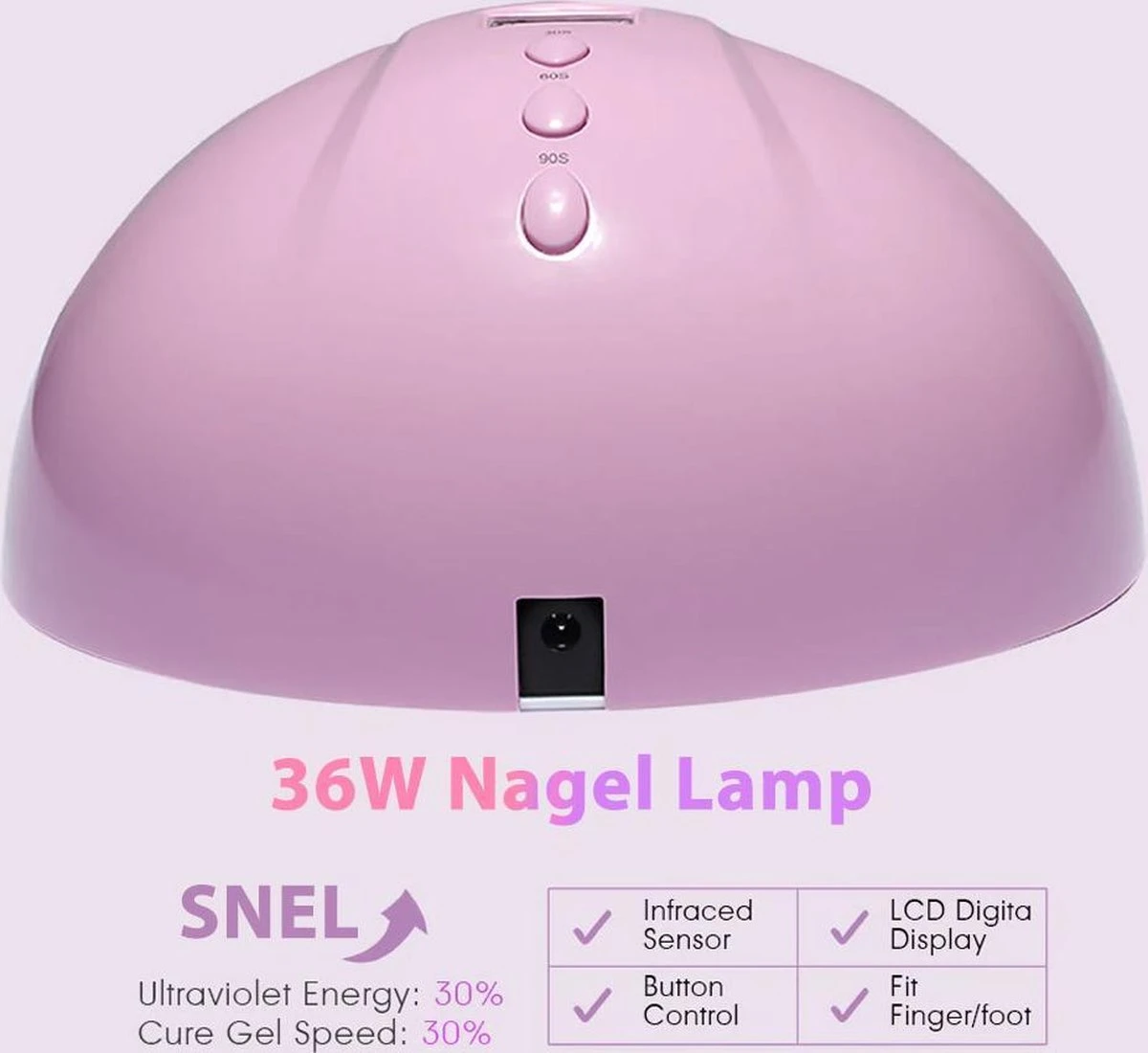 Merkloos Nagel UV Lamp Gelnagels - LED Lamp - Gellak - Nagellak Droger - Nagellak - 36W - Roze 8 Merkloos Nagel UV Lamp Gelnagels - LED Lamp - Gellak - Nagellak Droger - Nagellak - 36W - Roze - Afbeelding 6
