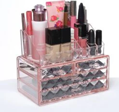 A&K 2in1 Make-up Organizer - 4 Lades Cosmetica Opbergdoos - Kaptafel - Roze -Max Factor Winkel 1200x1125 12