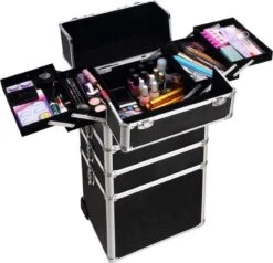VDD Aluminium Visagie Kappers Koffer Trolley - Make-up Schmink Nagel Koffer Trolley - Zwart -Max Factor Winkel 1200x1157 6