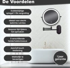 Make Up - Spiegel - Led Verlichting - 10X Vergroting - 3 Lichtstanden - Wandspiegel Rond - Badkamer - Mat Zwart - Draadloos -Max Factor Winkel 1200x1160 2