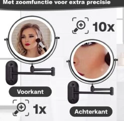 Make Up - Spiegel - Led Verlichting - 10X Vergroting - 3 Lichtstanden - Wandspiegel Rond - Badkamer - Mat Zwart - Draadloos -Max Factor Winkel 1200x1165 13