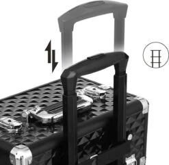 Merkloos Trolley, Make-up Koffer, Cosmetische Koffer, Voor Nageldesign, Make-up Organizer, Koffer Met Draagtas, Zwart JHZ04B -Max Factor Winkel 1200x1170 19