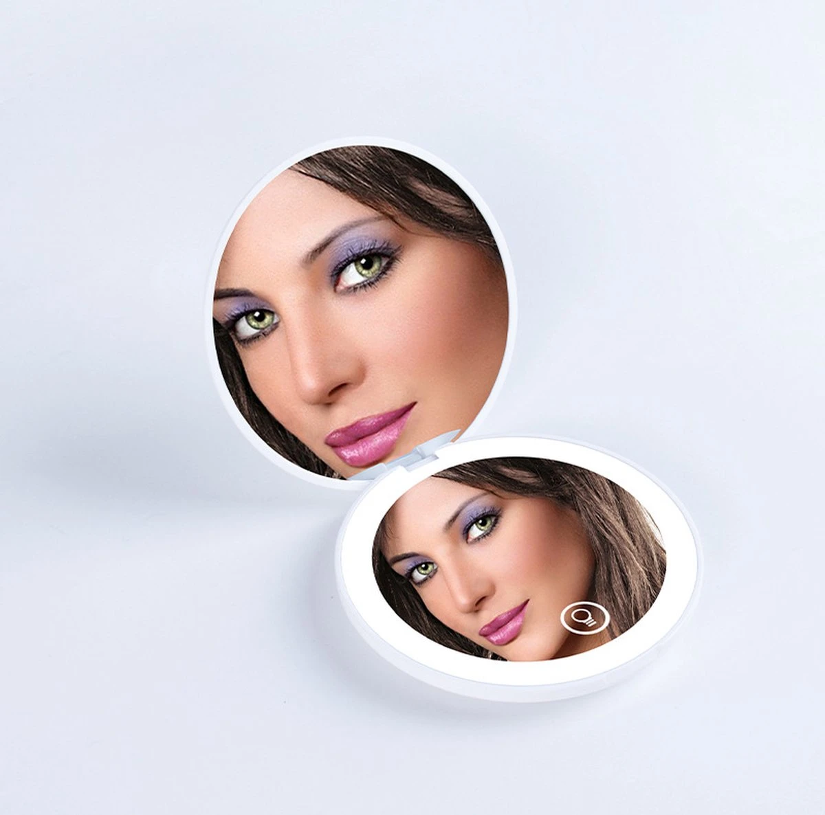 Led-verlichte Oplaadbare Compacte Make-up Spiegel Rond |1 X 2 X Vergroting | Make-upspiegel | Zakspiegel | Handspiegel | Reisspiegel | Dimbaar|als Cadeau | USB-lader | Rond | Zwart 7 Led-verlichte Oplaadbare Compacte Make-up Spiegel Rond |1 X 2 X Vergroting | Make-upspiegel | Zakspiegel | Handspiegel | Reisspiegel | Dimbaar|als Cadeau | USB-lader | Rond | Zwart - Afbeelding 5