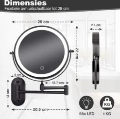 Make Up - Spiegel - Led Verlichting - 10X Vergroting - 3 Lichtstanden - Wandspiegel Rond - Badkamer - Mat Zwart - Draadloos -Max Factor Winkel 1200x1188 3