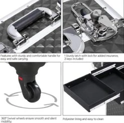 Monkey's Aluminium Kapperskoffer - Zwart - Beauty Case - Cosmeticakoffer - Make-upkoffer - Trolley - 360 Graden Wielen - 34 X 24 X 55.5 Cm -Max Factor Winkel 1200x1190 11