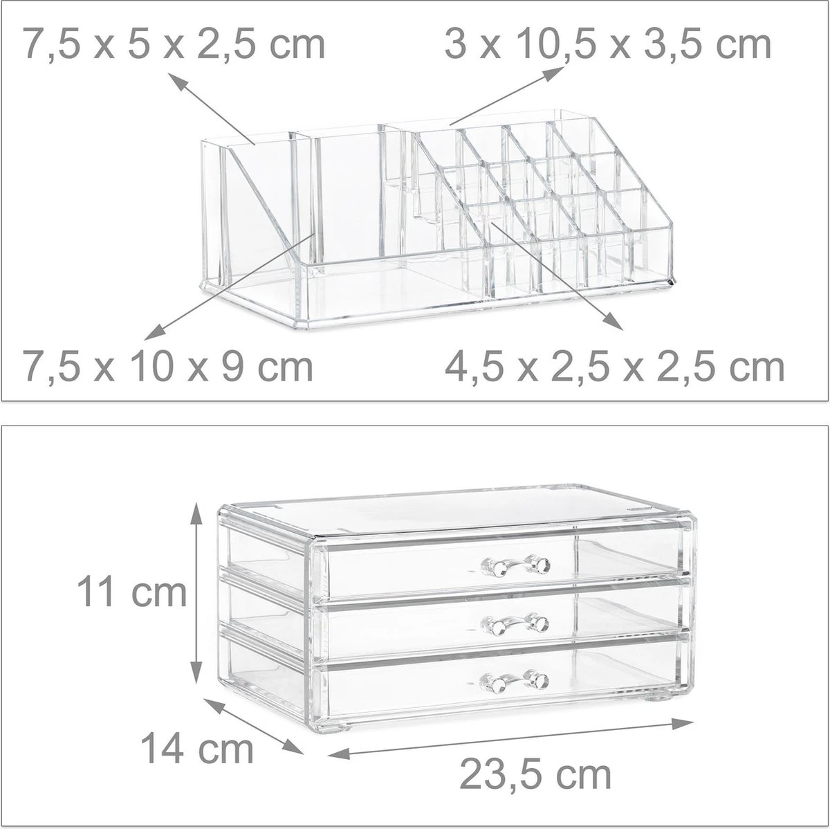 Relaxdays Make-up Organizer Klein - Stapelbaar - Sieradendoosje - Cosmetica - Opbergbox - Doorzichtig 16 Relaxdays Make-up Organizer Klein - Stapelbaar - Sieradendoosje - Cosmetica - Opbergbox - Doorzichtig - Afbeelding 14