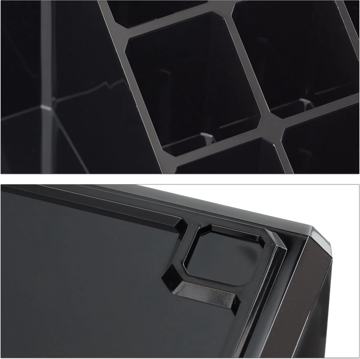 Relaxdays Make-up Organizer - Tweedelig - Cosmetica Opbergdoos + Lippenstift Houder - Zwart 18 Relaxdays Make-up Organizer - Tweedelig - Cosmetica Opbergdoos + Lippenstift Houder - Zwart - Afbeelding 16