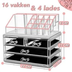AWEMOZ Make-Up Organizer - Beauty Organizer Voor Make Up - Opbergbox - Opbergdoos Cosmetica - Sieradendoos - 20 Opbergvakken - Nagellak - Lippenstift - Transparant - Cadeau Voor Vrouw -Max Factor Winkel 1200x1200 1034