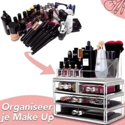 AWEMOZ Make-Up Organizer - Beauty Organizer Voor Make Up - Opbergbox - Opbergdoos Cosmetica - Sieradendoos - 20 Opbergvakken - Nagellak - Lippenstift - Transparant - Cadeau Voor Vrouw -Max Factor Winkel 1200x1200 1035