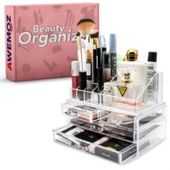 AWEMOZ Make-Up Organizer - Beauty Organizer Voor Make Up - Opbergbox - Opbergdoos Cosmetica - Sieradendoos - 20 Opbergvakken - Nagellak - Lippenstift - Transparant - Cadeau Voor Vrouw -Max Factor Winkel 1200x1200 1038