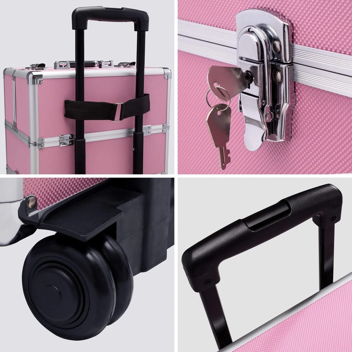 TecTake Cosmetica Koffer Met 3 Etages - Roze - Make-up Koffer 10 TecTake Cosmetica Koffer Met 3 Etages - Roze - Make-up Koffer - Afbeelding 8