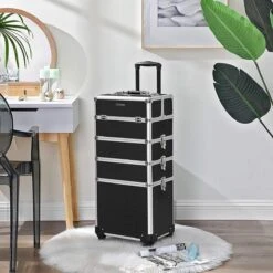 XXL PRO Visagie Beauty Case Koffer Trolley - Nagelkoffer Op Wielen Voor Makeup Of Cosmetica - Grote Uitklapbare Opbergsysteem Nagel Styliste Kapster - Zwart -Max Factor Winkel 1200x1200 1093