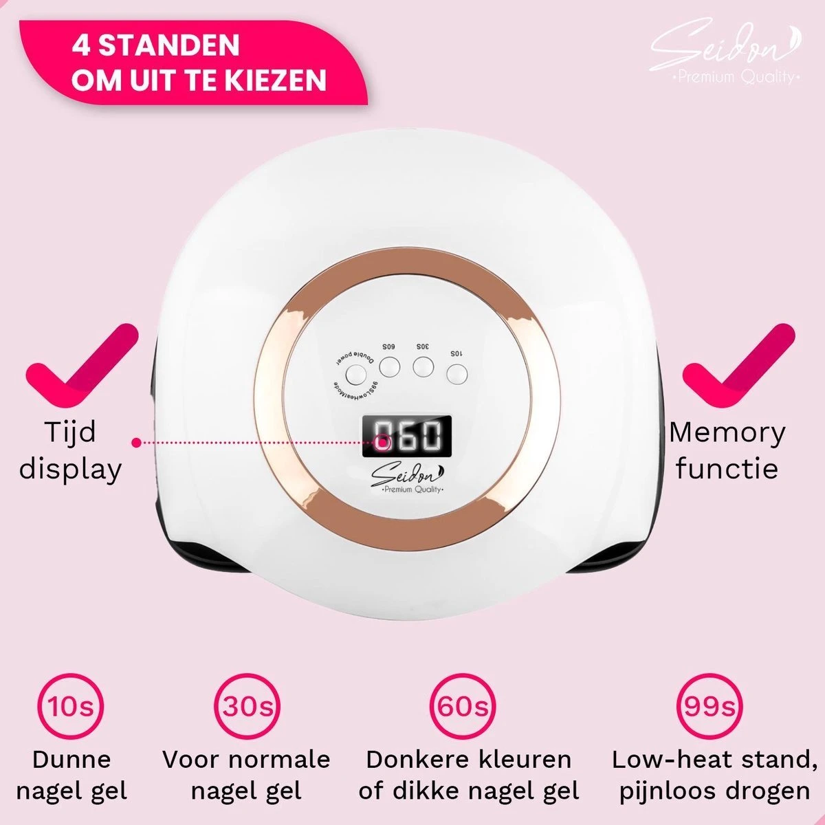 Seidon© Nageldroger 168W - LED Lamp Nagels - Gellak Lamp - UV Lamp Gelnagels 11 Seidon© Nageldroger 168W - LED Lamp Nagels - Gellak Lamp - UV Lamp Gelnagels - Afbeelding 9