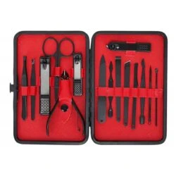 In Round Nagelset 16-delig Met Etui – Manicure Set – Pedicure Set - Staal – Zwart / Rood – Nagelsetje – Nagel Knipper – Nagelknipper – Manicureset – Nagelschaar – Pedicureset – Nagelverzorging – Nageltang – Nail Clipper -Max Factor Winkel 1200x1200 1463