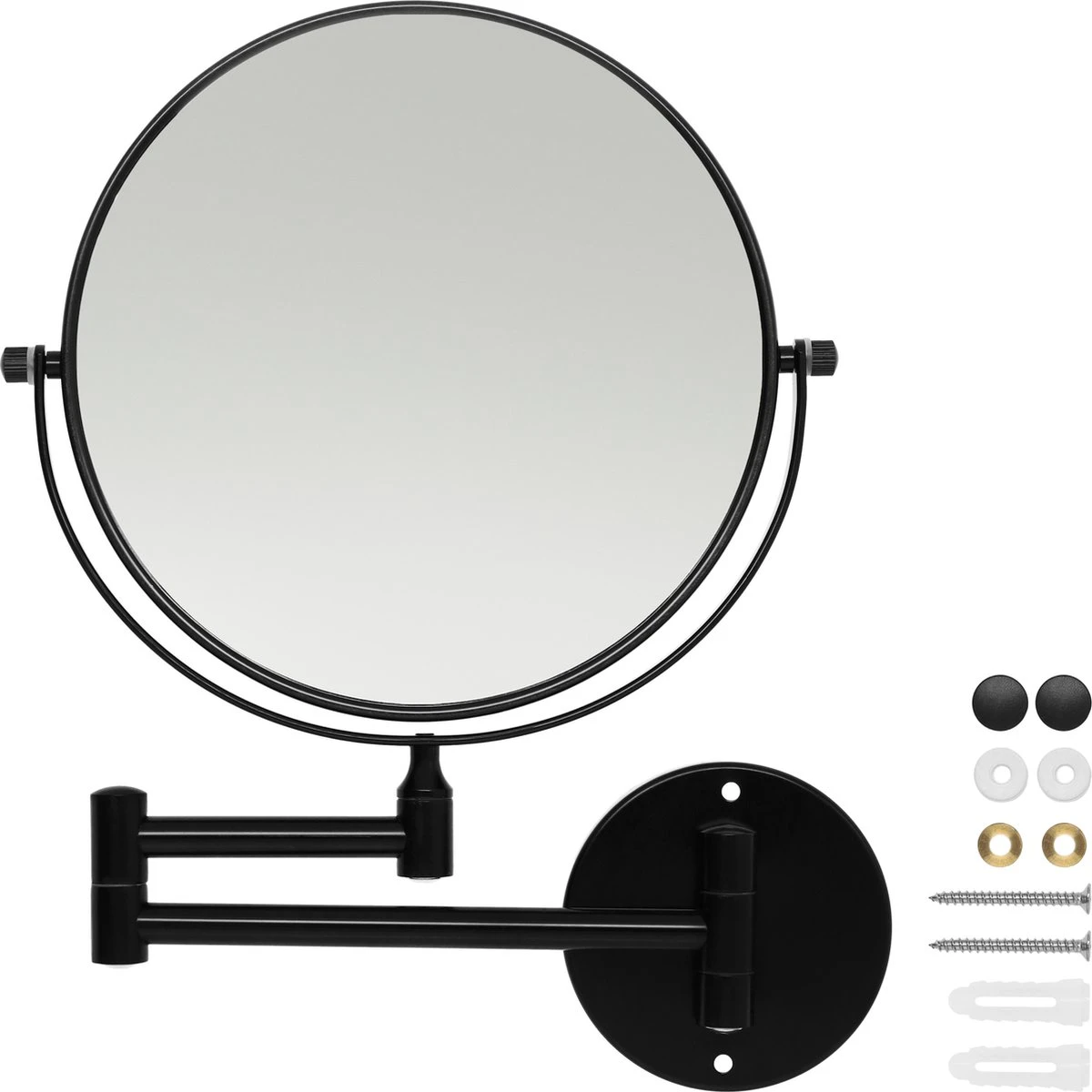 LYVION Make-up Spiegel - Scheerspiegel - Vergrootspiegel - 2 Spiegels - Voor Aan De Wand - Uitklapbaar - Verstelbaar - Cosmeticaspiegel - Dubbelzijdig - RVS - Zwart 5 LYVION Make-up Spiegel - Scheerspiegel - Vergrootspiegel - 2 Spiegels - Voor Aan De Wand - Uitklapbaar - Verstelbaar - Cosmeticaspiegel - Dubbelzijdig - RVS - Zwart - Afbeelding 3