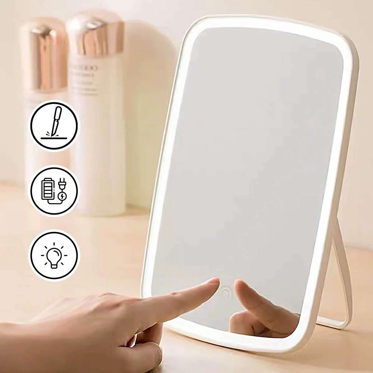 Jordan & Judy Make-upspiegel Met Verlichting - Oplaadbaar - Led Spiegel Make Up Met Touch Switch - Staand Spiegel 11 Jordan & Judy Make-upspiegel Met Verlichting - Oplaadbaar - Led Spiegel Make Up Met Touch Switch - Staand Spiegel - Afbeelding 9