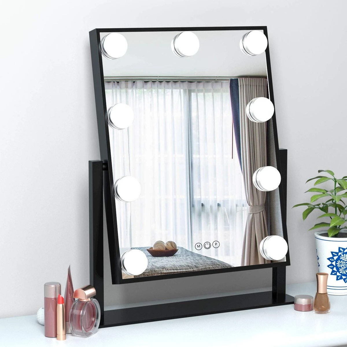 Bright Beauty Vanity Make Up Spiegel Met Verlichting - Zwart - Dimbaar Met Drie Lichtstanden 3 Bright Beauty Vanity Make Up Spiegel Met Verlichting - Zwart - Dimbaar Met Drie Lichtstanden