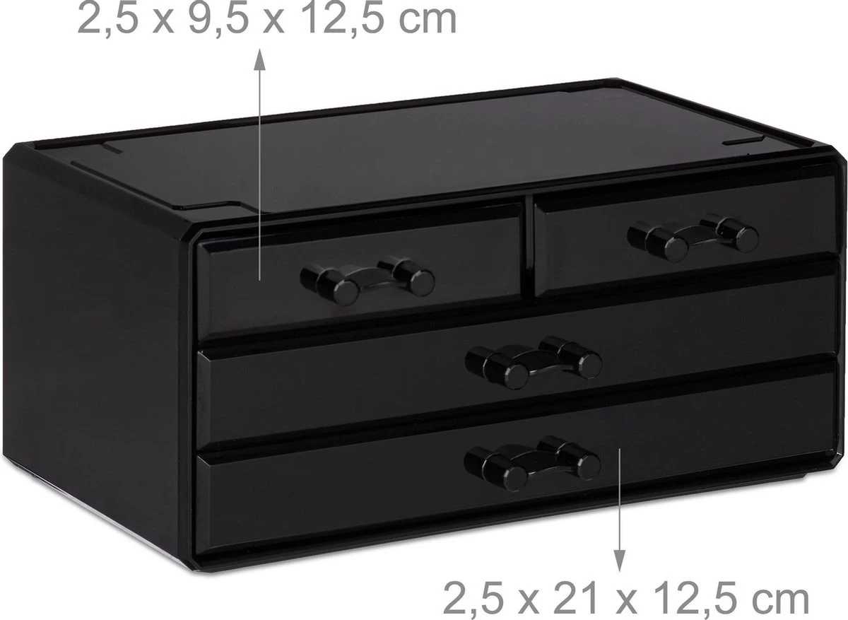 Relaxdays Make-up Organizer - Tweedelig - Cosmetica Opbergdoos + Lippenstift Houder - Zwart 14 Relaxdays Make-up Organizer - Tweedelig - Cosmetica Opbergdoos + Lippenstift Houder - Zwart - Afbeelding 12