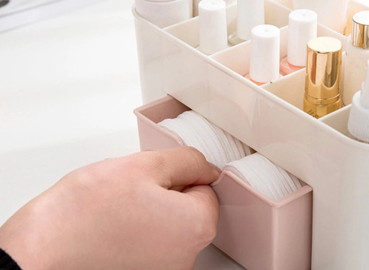 IBright Make-Up Organizer Met Lade - Cosmetica Opbergdoos - Bureau Organizer - Roze 8 IBright Make-Up Organizer Met Lade - Cosmetica Opbergdoos - Bureau Organizer - Roze - Afbeelding 6