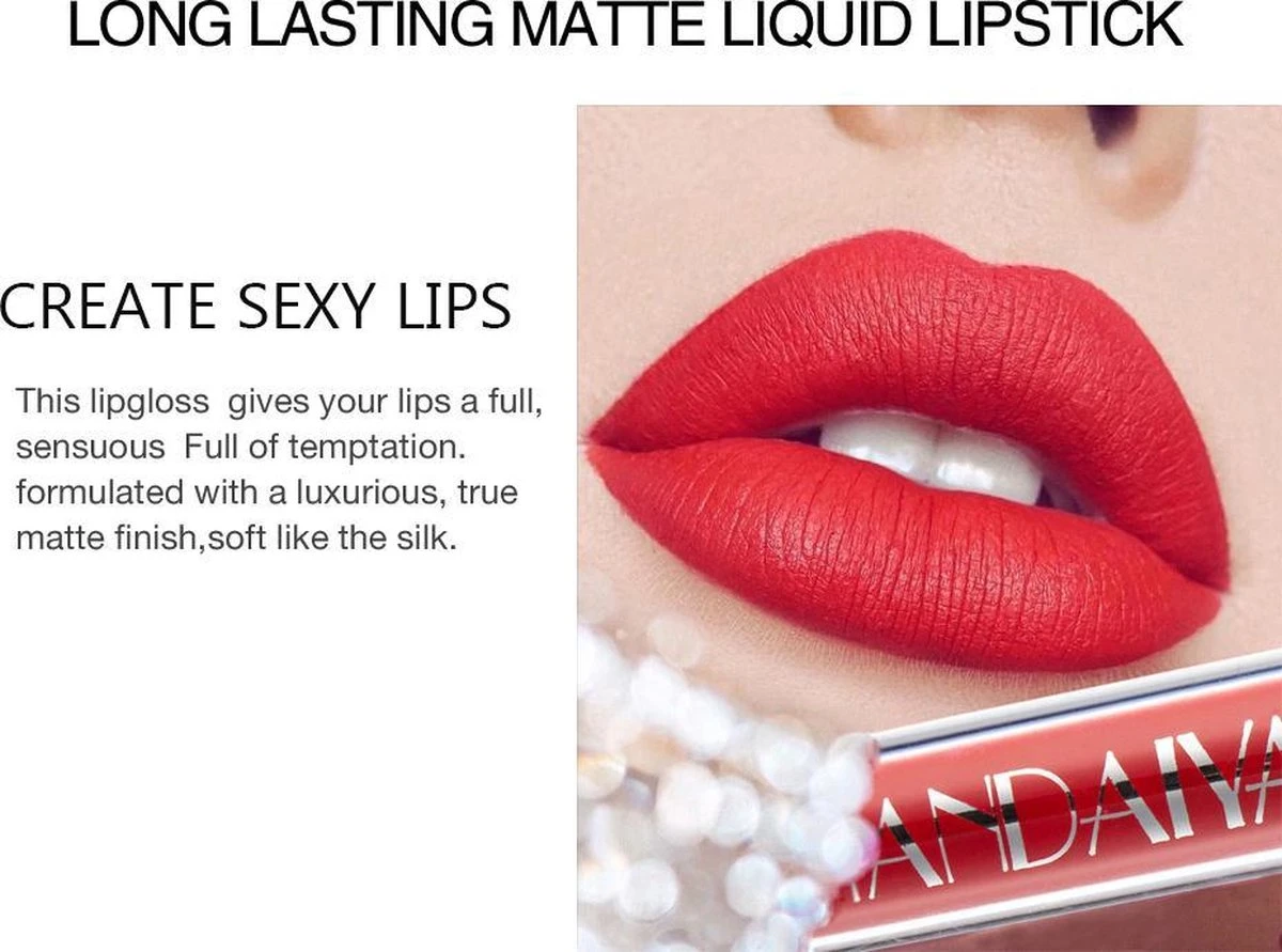 HANDAIYAN® | Liquid Lipsticks | Set Van 6 | Matte Lippenstift | Vloeibare Lippenstift | Waterproof | Make Up Set | Geschenkset | Giftset | Lipstick | Lippenstift | Lipgloss | Lip Gloss 8 HANDAIYAN® | Liquid Lipsticks | Set Van 6 | Matte Lippenstift | Vloeibare Lippenstift | Waterproof | Make Up Set | Geschenkset | Giftset | Lipstick | Lippenstift | Lipgloss | Lip Gloss - Afbeelding 6