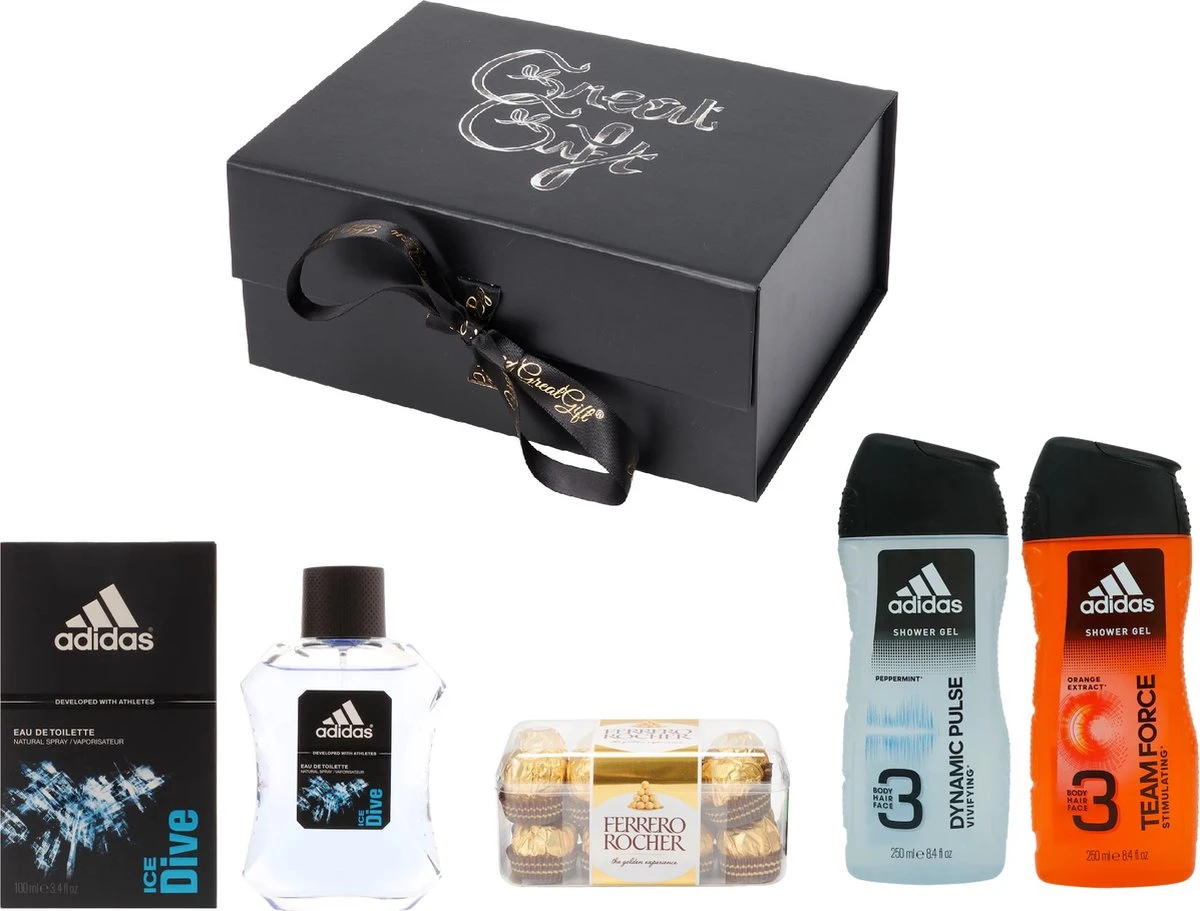 GreatGift® - Cadeaupakket Voor Hem - Adidas Geschenkset- Ferrero Rocher - Vaderdag - Voor Mannen - Cadeau Voor Hem - Cadeau - In Luxe Giftbox 3 GreatGift® - Cadeaupakket Voor Hem - Adidas Geschenkset- Ferrero Rocher - Vaderdag - Voor Mannen - Cadeau Voor Hem - Cadeau - In Luxe Giftbox