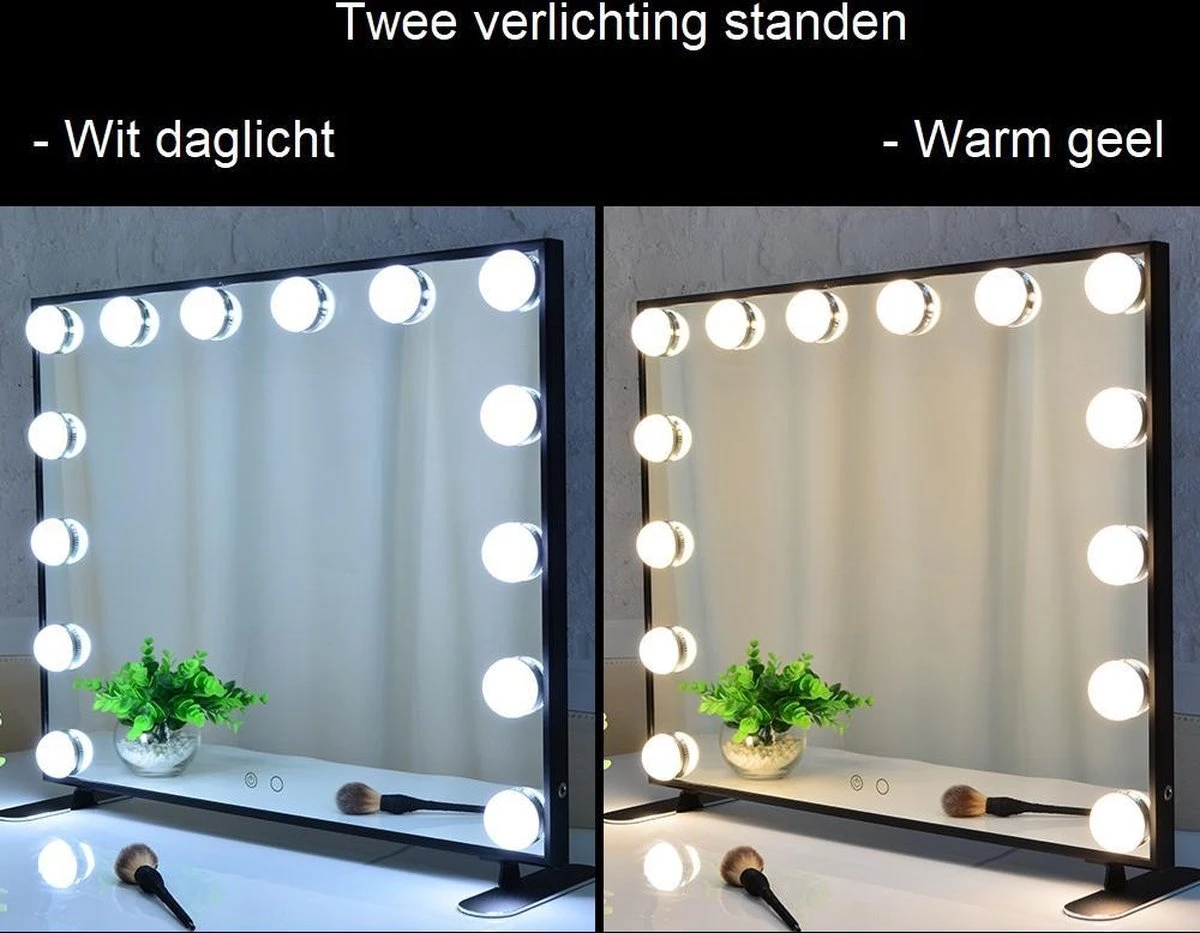 Hollywood Spiegel | Videri Vanity Zwart | Spiegel Met Verlichting | Make Up Spiegel | Visagie Spiegel | Cosmetische Spiegel | Dimbaar 5 Hollywood Spiegel | Videri Vanity Zwart | Spiegel Met Verlichting | Make Up Spiegel | Visagie Spiegel | Cosmetische Spiegel | Dimbaar - Afbeelding 3