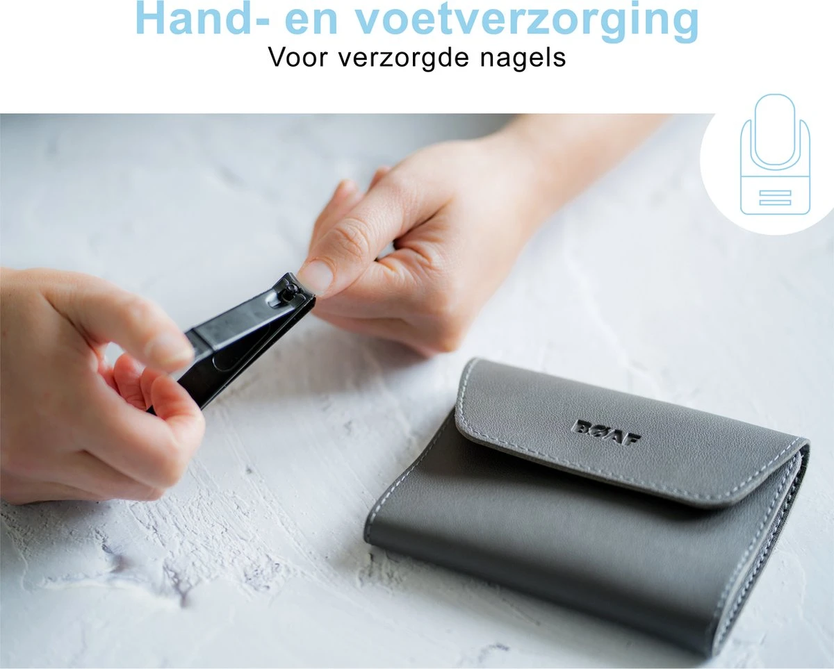 Merkloos Luxe 16-delige | Manicure Set | Met Lederen Opbergetui | Manicureset | Nagelknipper | Grijs 9 Merkloos Luxe 16-delige | Manicure Set | Met Lederen Opbergetui | Manicureset | Nagelknipper | Grijs - Afbeelding 7