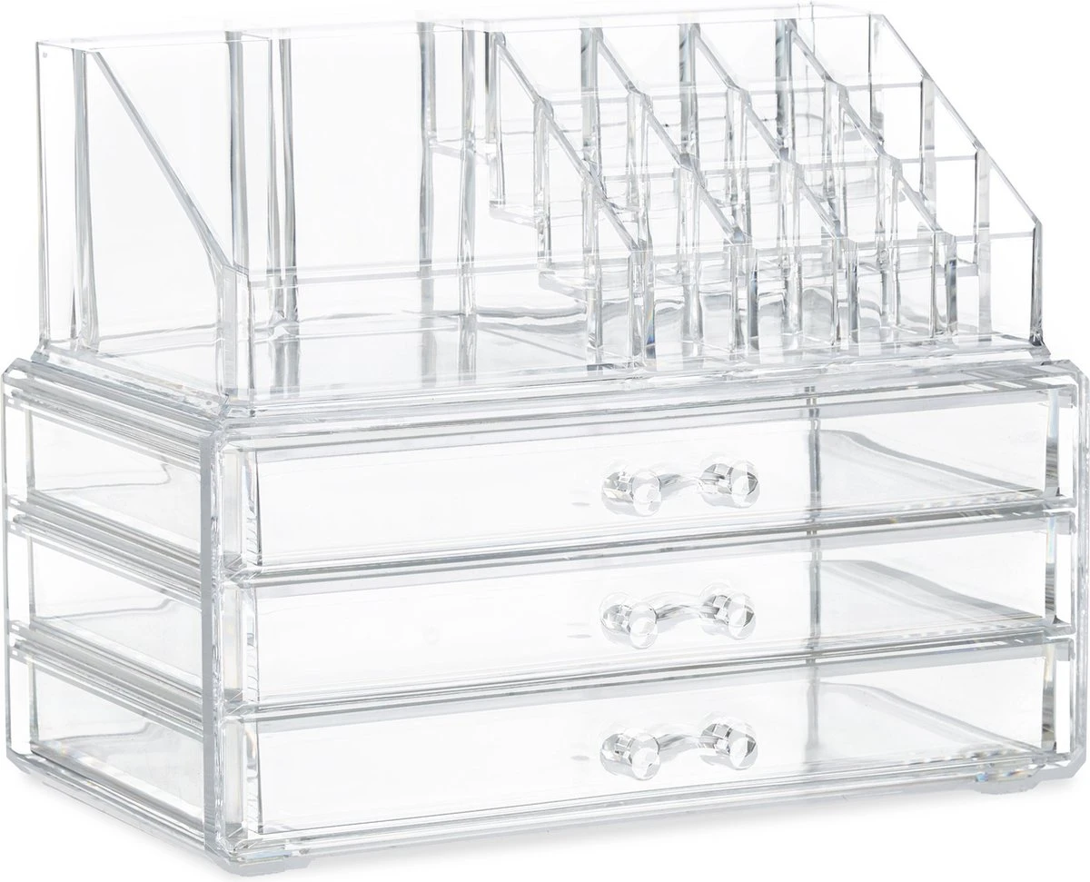 Relaxdays Make-up Organizer Klein - Stapelbaar - Sieradendoosje - Cosmetica - Opbergbox - Doorzichtig 17 Relaxdays Make-up Organizer Klein - Stapelbaar - Sieradendoosje - Cosmetica - Opbergbox - Doorzichtig - Afbeelding 15