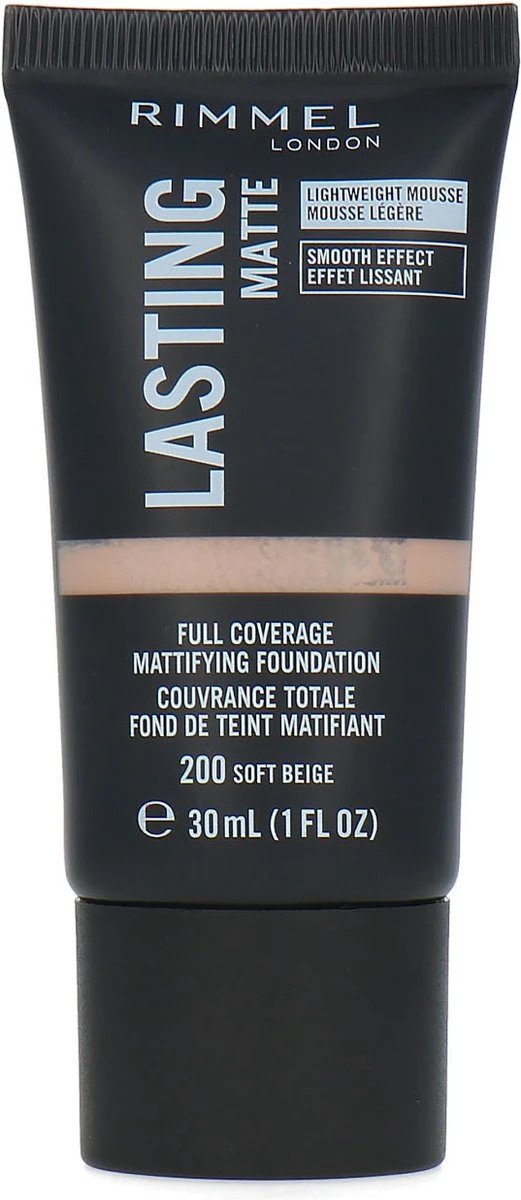Rimmel London Lasting Matte Foundation - 200 Soft Beige 9 Rimmel London Lasting Matte Foundation - 200 Soft Beige - Afbeelding 7