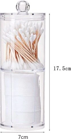 Without Lemon - Wattenstaafjes En Wattenschijfjes Houder - Dubbel Transparant Opberghouder - Opbergdoosje - Makeup Organizer - Open En Dichte Houder - Met Deksel - Stapelbaar -Max Factor Winkel 613x1200 3