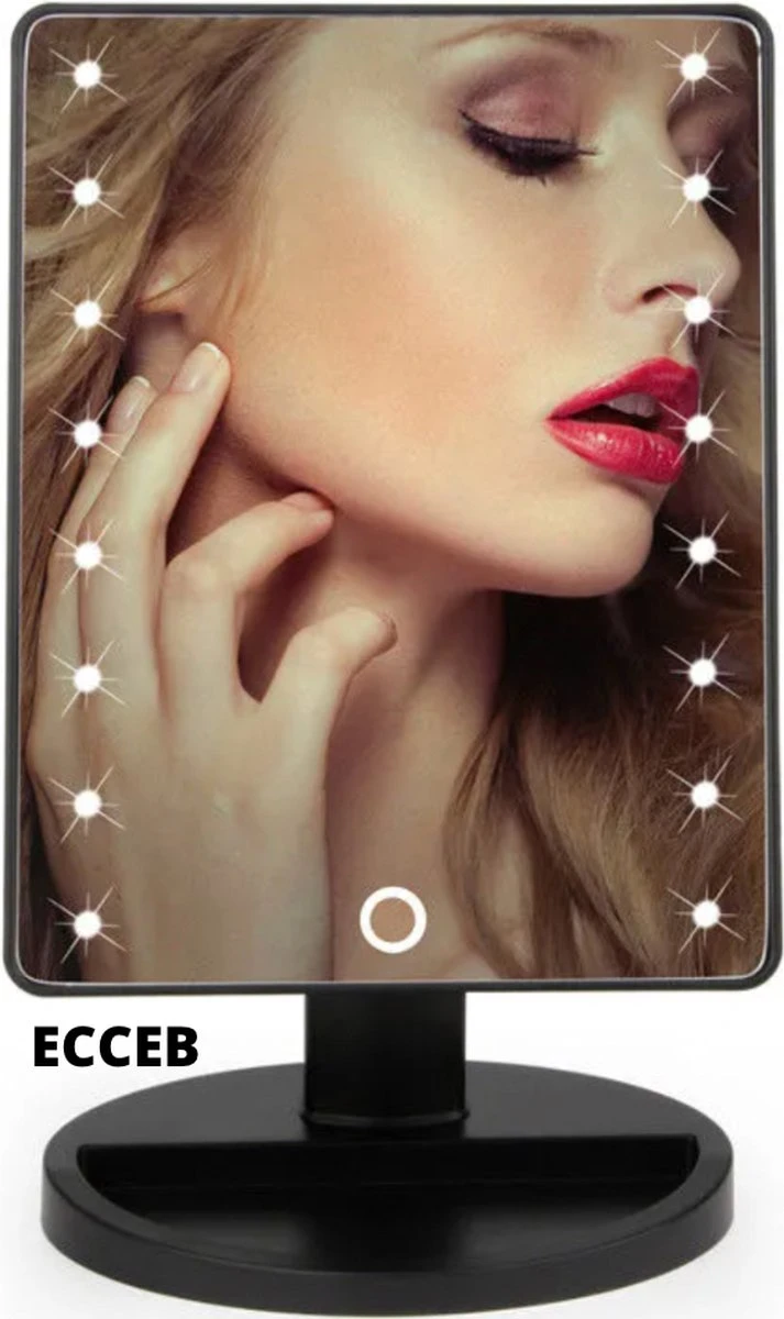 Make-Up Spiegel - LED Verlichting - Zwart - Cosmetica Spiegel - Scheerspiegel 3 Make-Up Spiegel - LED Verlichting - Zwart - Cosmetica Spiegel - Scheerspiegel