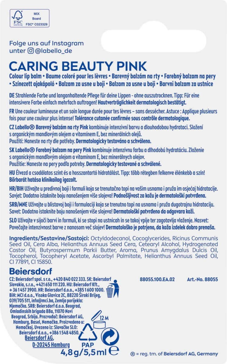 Labello Lippenbalsem Caring Beauty Pink 4 Labello Lippenbalsem Caring Beauty Pink - Afbeelding 2