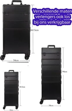 Beautycase / Beautykoffer / Trolley Voor Opbergen Van Uw Persoonlijke Verzorgingsproducten In 3 In 1 Van Aluminium - Bekleed Zwart Fluweel - 8wielen - Kapper - Tattoo - Nagel - Visagie - Make-up - Cosmetica - Schmink - Beauty Case / Beauty Koffer -Max Factor Winkel 777x1200 8