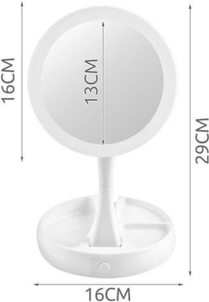 Dubbelzijdige Make Up Spiegel - Scheerspiegels Met LED Verlichting - Met USB Kabeltje - Vergroot Spiegel 3 Dubbelzijdige Make Up Spiegel - Scheerspiegels Met LED Verlichting - Met USB Kabeltje - Vergroot Spiegel