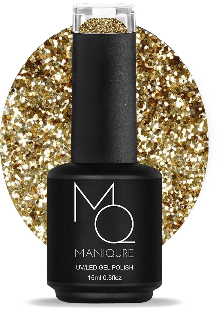 ManiQure - Gel Nagellak - Gold Glitters - Gouden Glitter Nagellak - Vegan Gellak - 15ml (groot Flesje, Veel Productinhoud) 3 ManiQure - Gel Nagellak - Gold Glitters - Gouden Glitter Nagellak - Vegan Gellak - 15ml (groot Flesje, Veel Productinhoud)