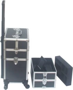 VDD Aluminium Visagie Kappers Koffer Trolley - Make-up Schmink Nagel Koffer Trolley - Zwart -Max Factor Winkel 965x1200 4