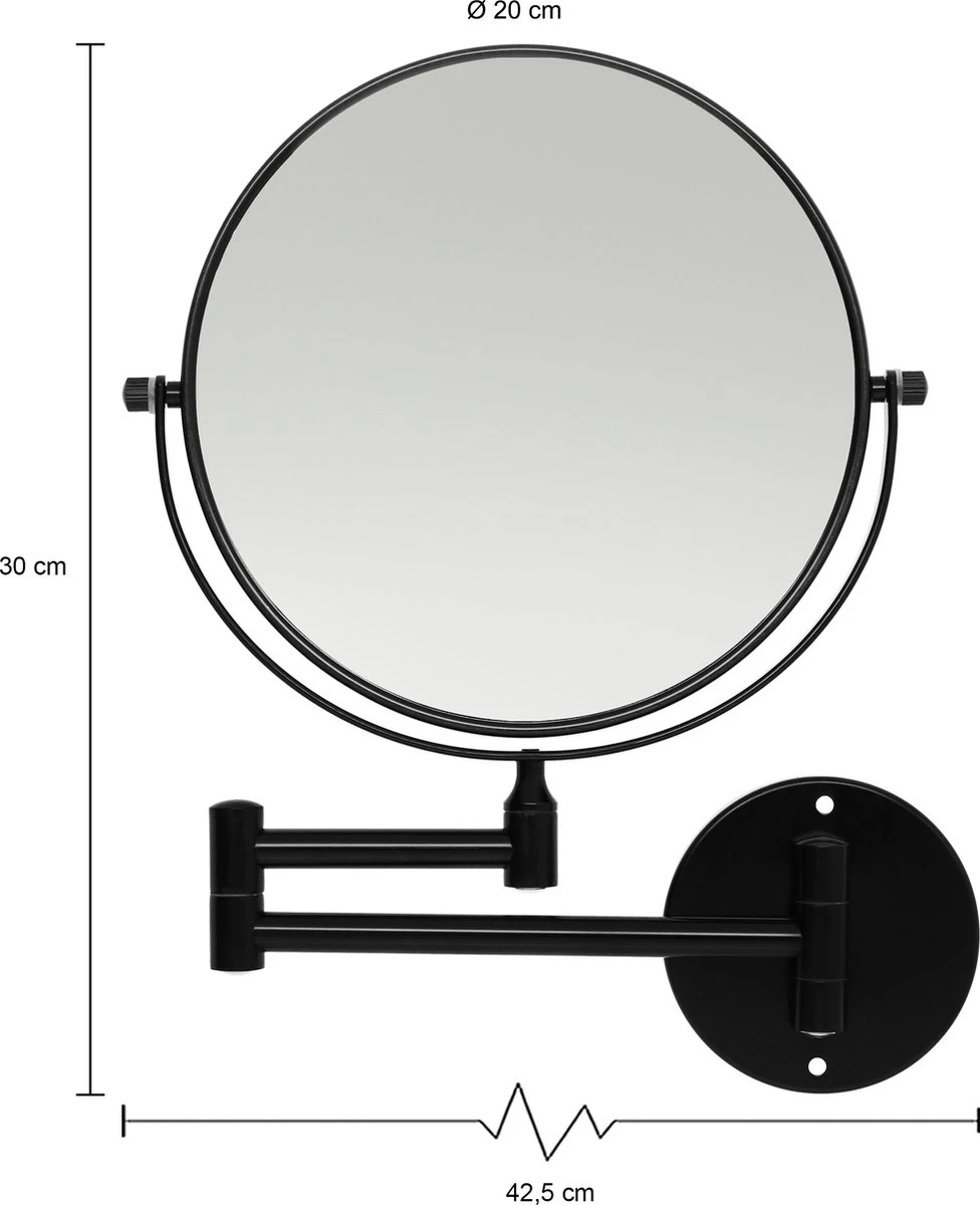 LYVION Make-up Spiegel - Scheerspiegel - Vergrootspiegel - 2 Spiegels - Voor Aan De Wand - Uitklapbaar - Verstelbaar - Cosmeticaspiegel - Dubbelzijdig - RVS - Zwart 4 LYVION Make-up Spiegel - Scheerspiegel - Vergrootspiegel - 2 Spiegels - Voor Aan De Wand - Uitklapbaar - Verstelbaar - Cosmeticaspiegel - Dubbelzijdig - RVS - Zwart - Afbeelding 2